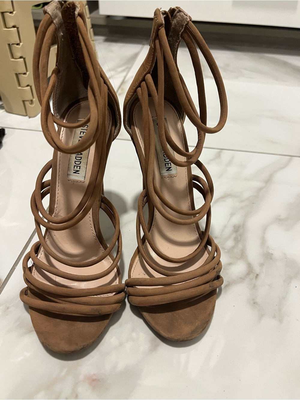 Steve Madden Brown Strappy Wrap Heel Sandals